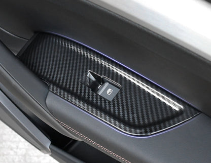 LHD Carbon Fiber Window Lift Panel Switch Cover Trim for Audi Q5 (2018-2022)