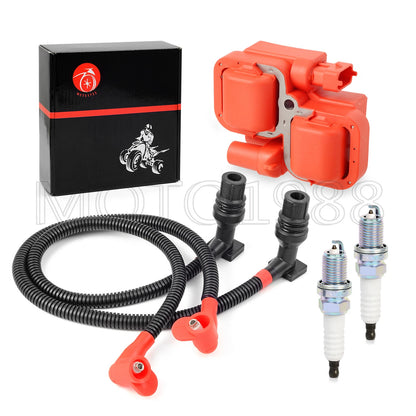 Ignition Coil & Spark Plug w/Wire Cap for Polaris RZR S 800 (2011-2014)