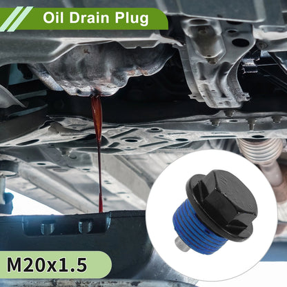2 x M20x1.5 Copper Oil Drain Plug with Gasket for Car Motorcycle Black Blue