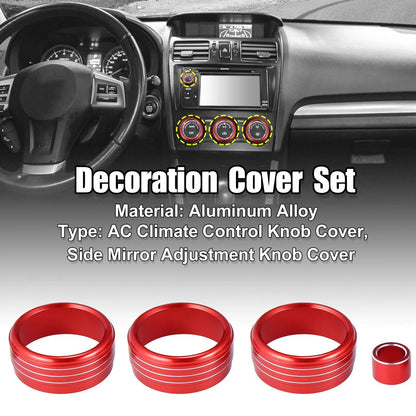 Red Side Mirror Adjustment Knob Covers for Subaru WRX STI (2002-2021)