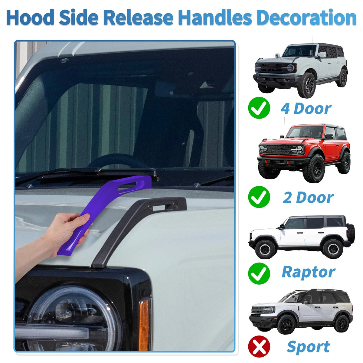 Hood Hinge Cover for Ford Bronco 2021-2024 - Purple Trim