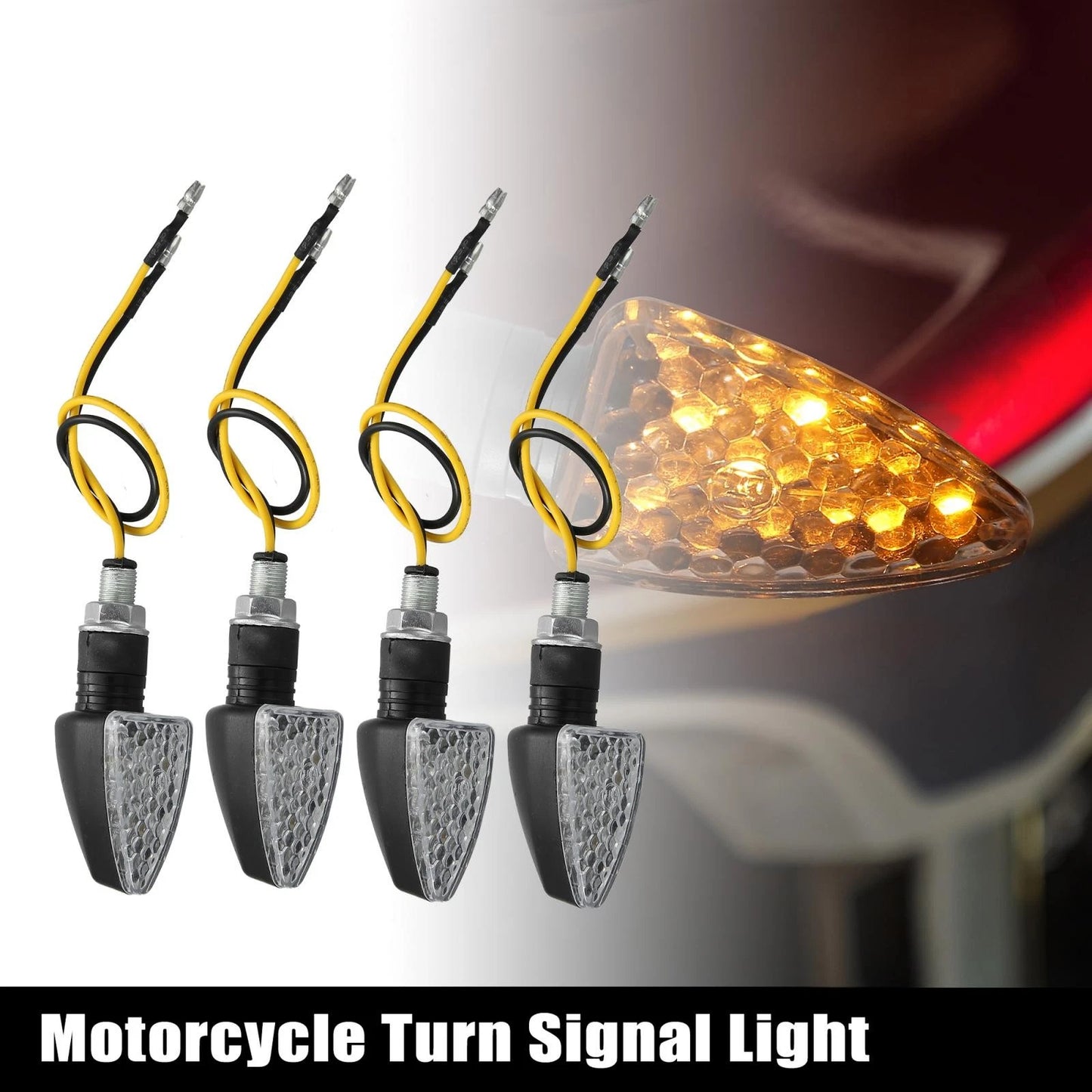 4 x Motorcycle Turn Signal Lights Amber 12V LED Housing for Motorcycle