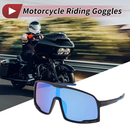 1 Set Motorcycle Riding Goggles Blue Lens Black Frame UV400