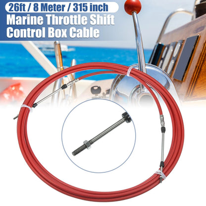 1pcs 26ft 315 Inch Marine Type Shift Remote Control Box Cable for Yamaha Red