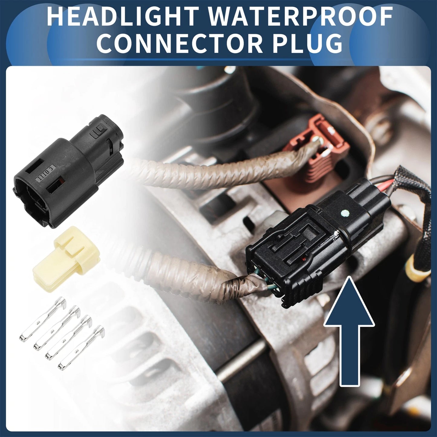 4 Pin Headlight Waterproof Connector Plug 1 Set for Harley-Davidson