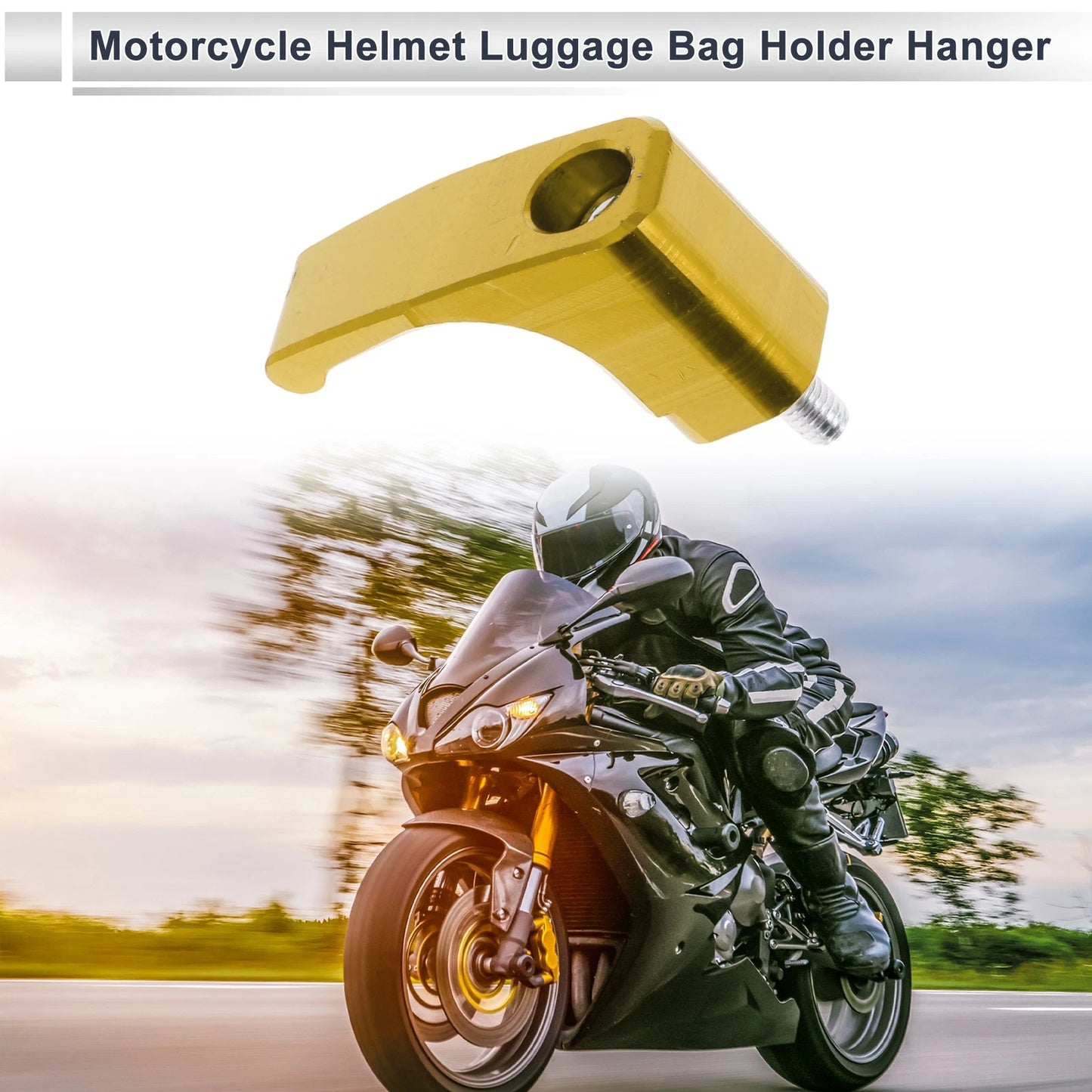 L-Shape Aluminum Alloy Motorcycle Hanging Hook 1 Set Gold Tone 46mm Length