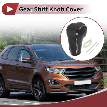 Gear Shift Knob Cover for Ford Edge 2011-2014 Beige Faux Leather