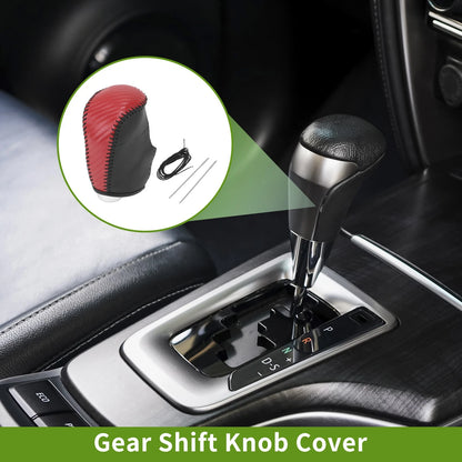 Red Carbon Fiber Gear Shift Knob Cover for Nissan X-Trail Rogue (2014-2020)