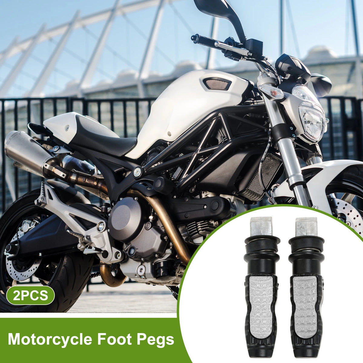 FootPegs 5" Rear Foot Peg Pedal Silver Tone 1 pair for Motorcycle