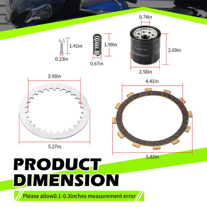 Clutch Friction/Steel Plates Kit w/ Gasket for Yamaha YZF-R6S (2006–2009)