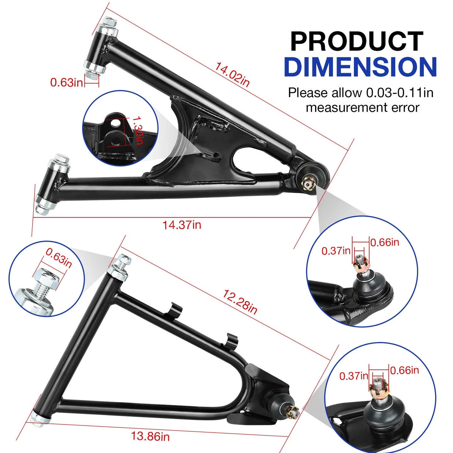 Front+Lower Control Arm Set + Bolts + Caps for Yamaha Banshee (1987–2006)