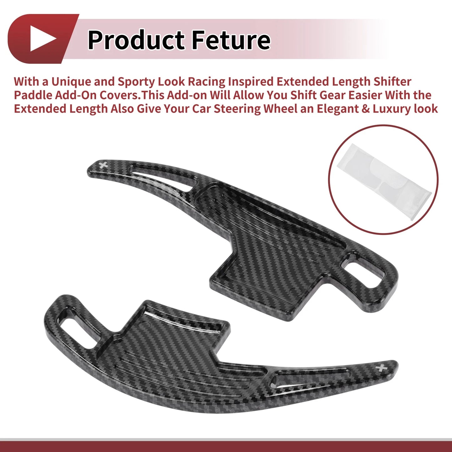 Black Plastic Steering Wheel Paddles for Ford Mustang (2015-2023)