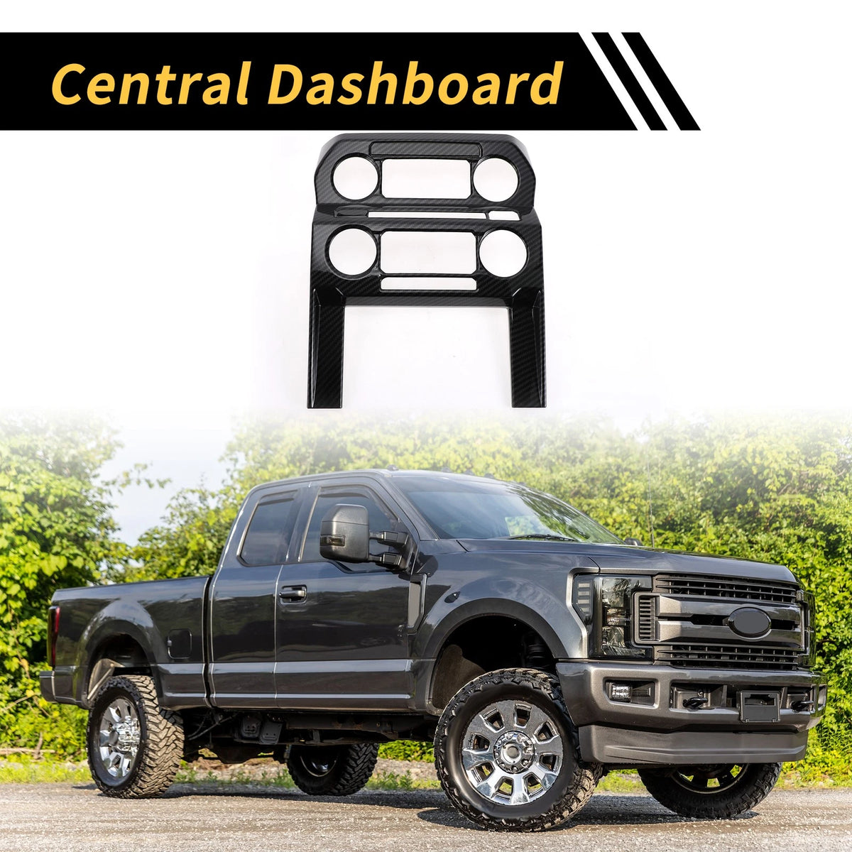 Central Control Panel Cover Trim for Ford F-150 (2015-2020) Carbon Fiber Black