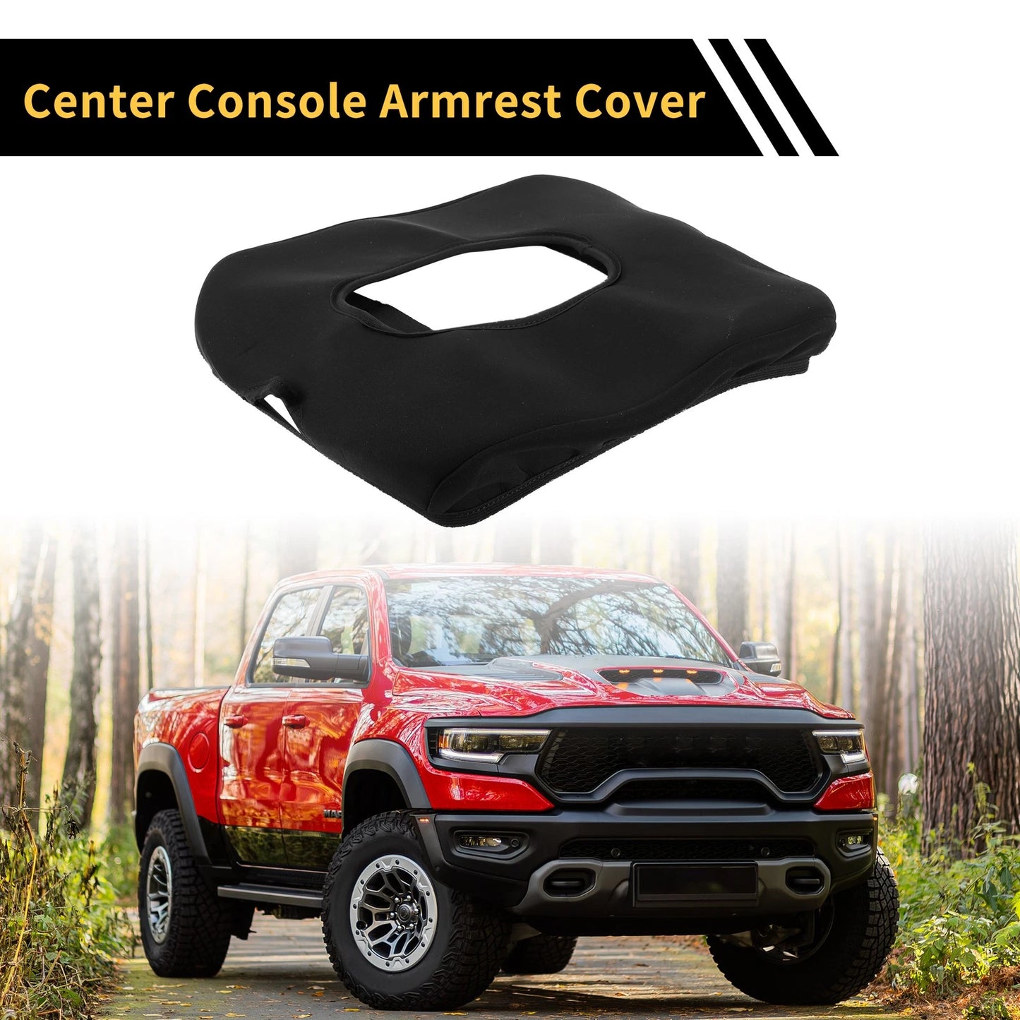 Center Console Lid Armrest Cover for Chevrolet Silverado 1500 (2019-2023) Black
