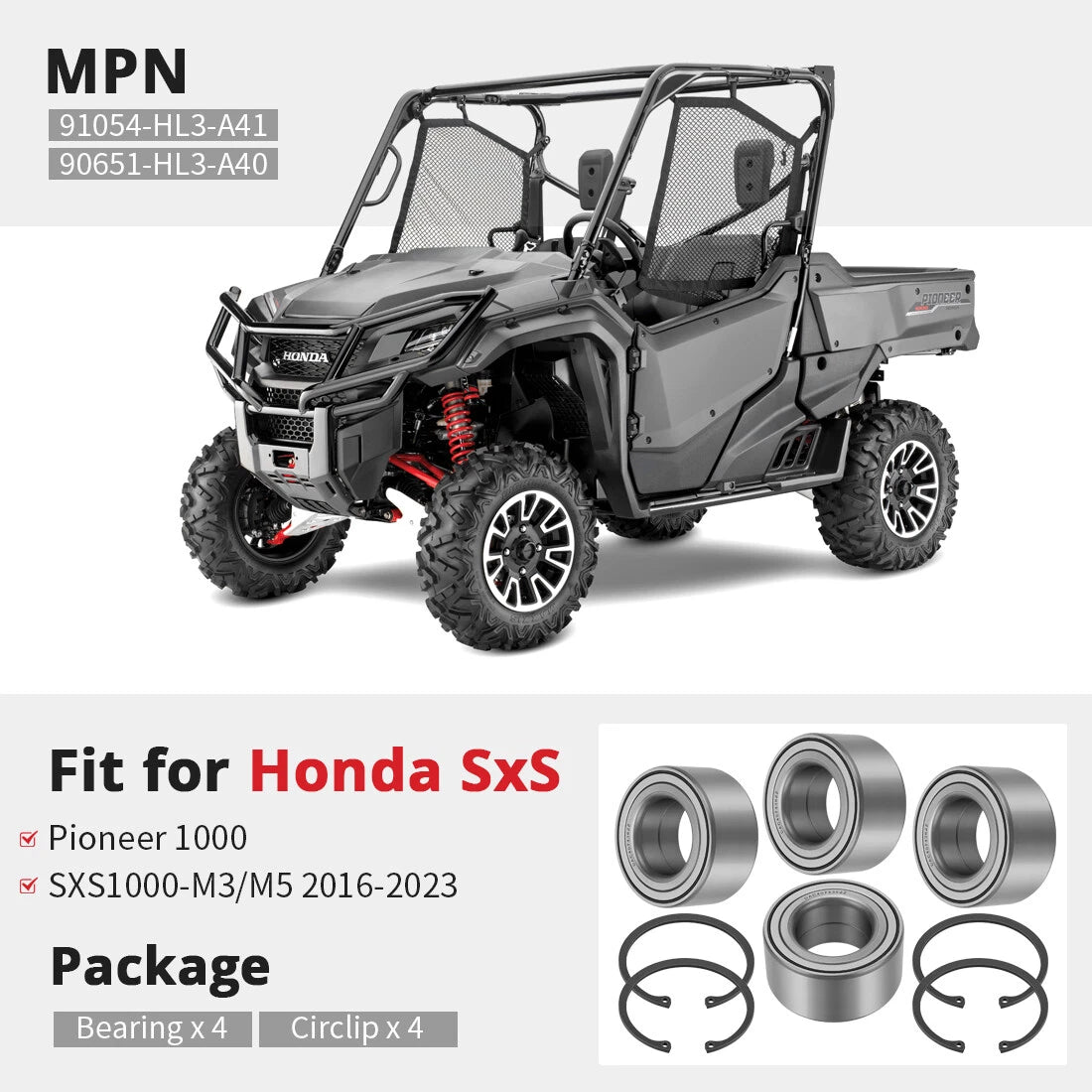 Front & Rear Wheel Bearing Kit for Honda Pioneer 1000 & 1000-5 (2016–2023)