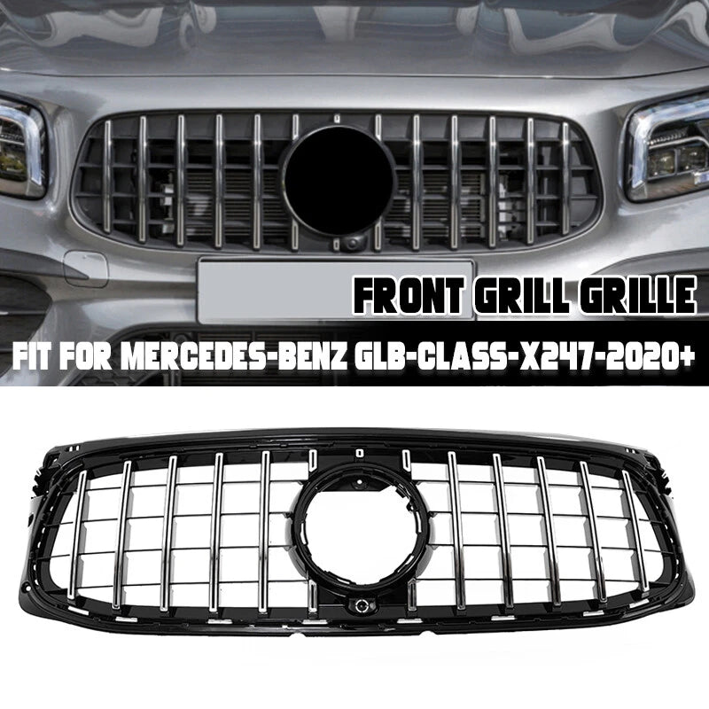 Gloss Black Chrome GT Style Front Hood Grille for Mercedes GLB X247 (2020+)