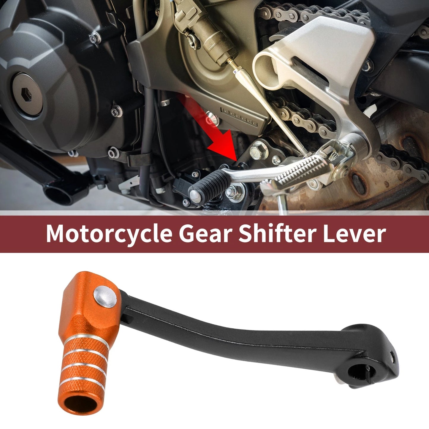 Shifter Lever for Bosuer 125 Black Lever Orange Head