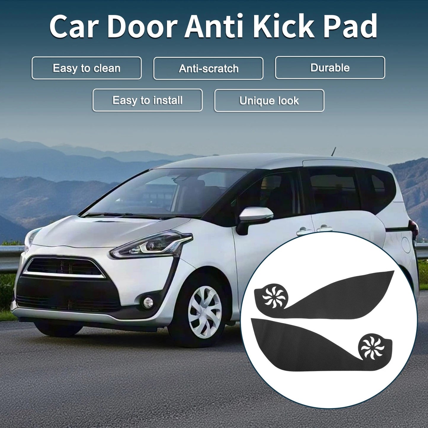 Leather Car Door Anti Kick Pad Sticker for TOYOTA Sienta 170 Series