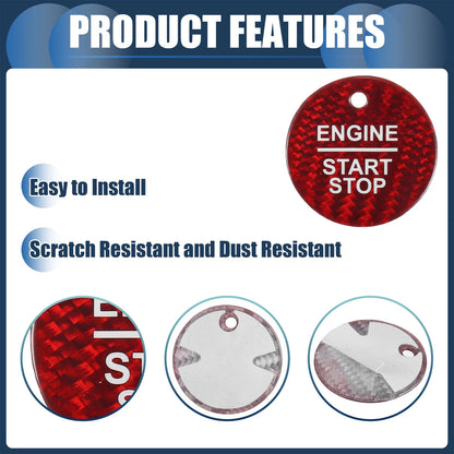 Engine Start Stop Button Cover for Ford - Red Ignition Starter Switch