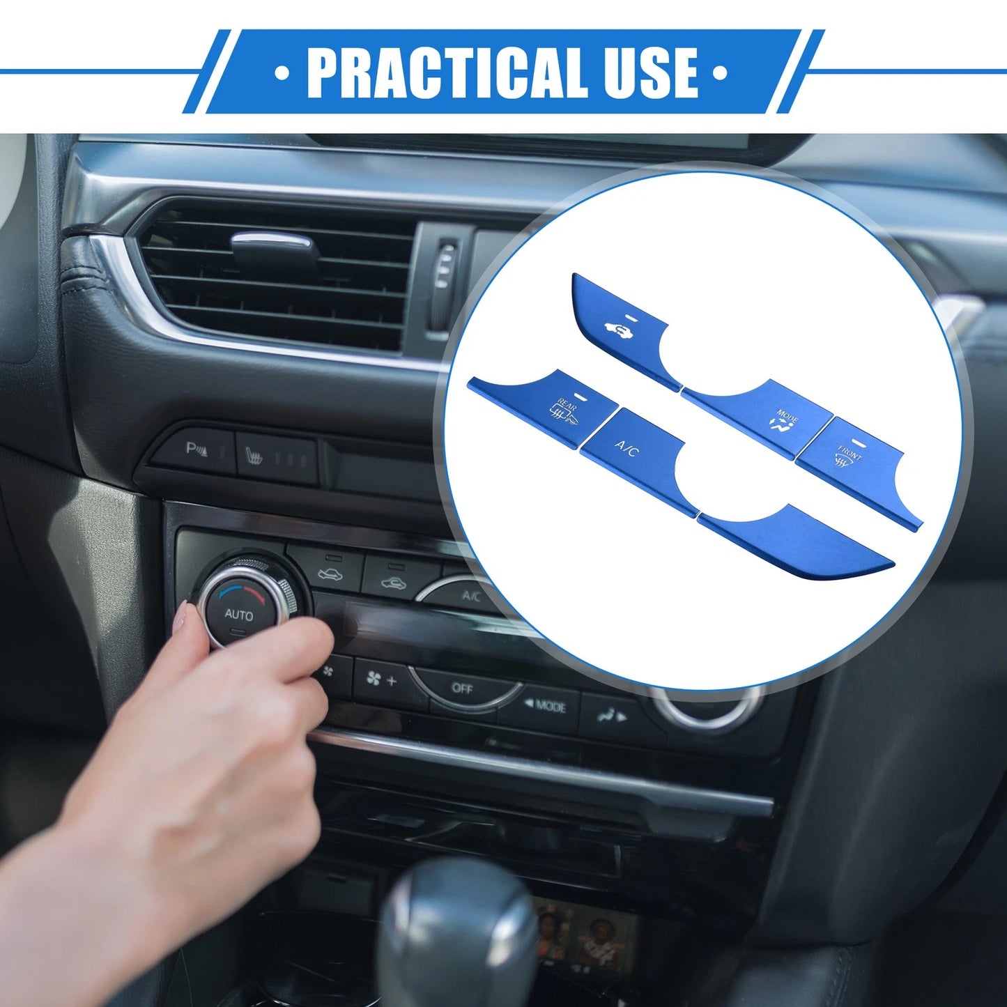 6Pcs AC Panel Switch Button Cover Trim for Honda CR-V (2023) Blue