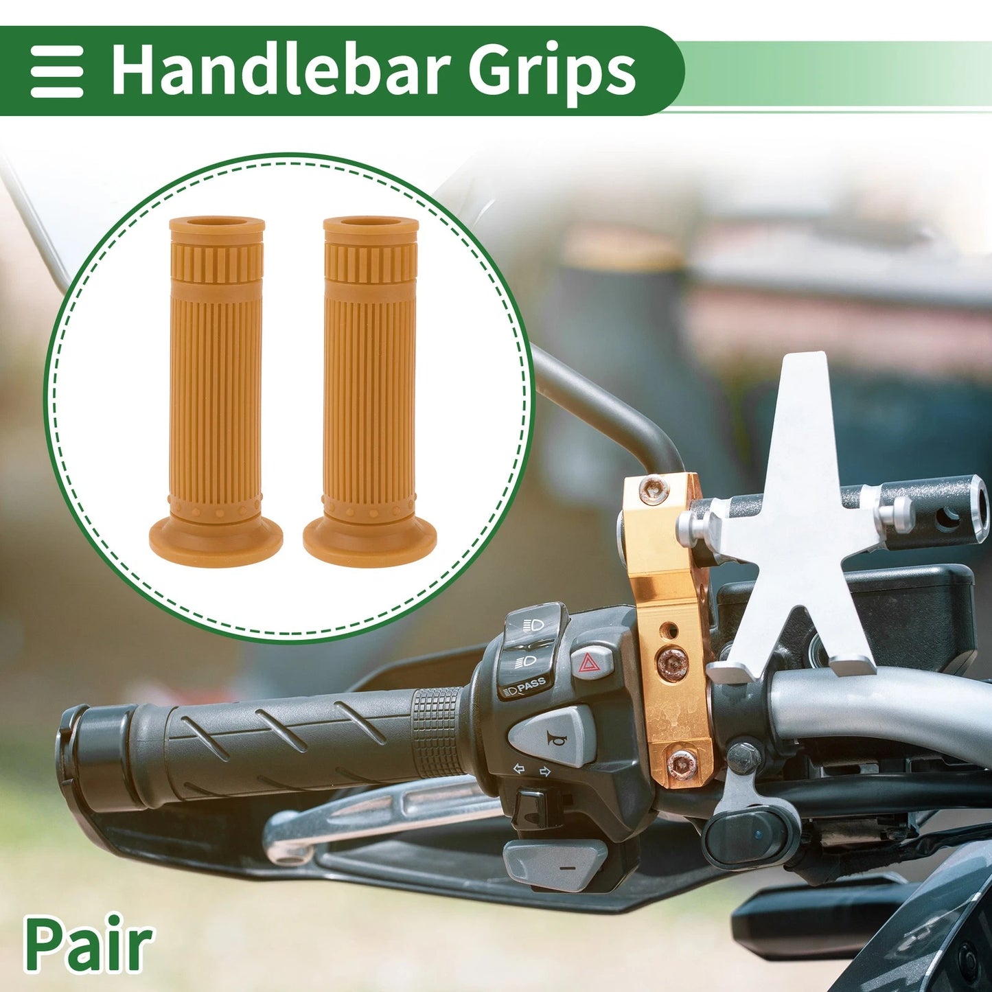 7/8" 22mm Hand Grips TPU Brown Yellow for Motorcycle