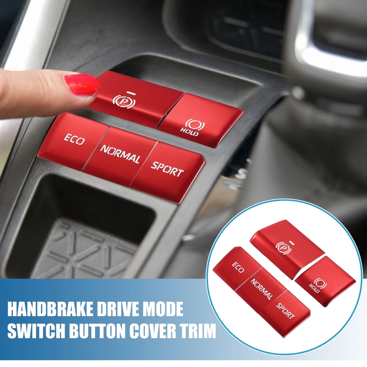 5 x Handbrake Drive Mode Button Metal Cover Trim for Toyota RAV4 (2019-2022)