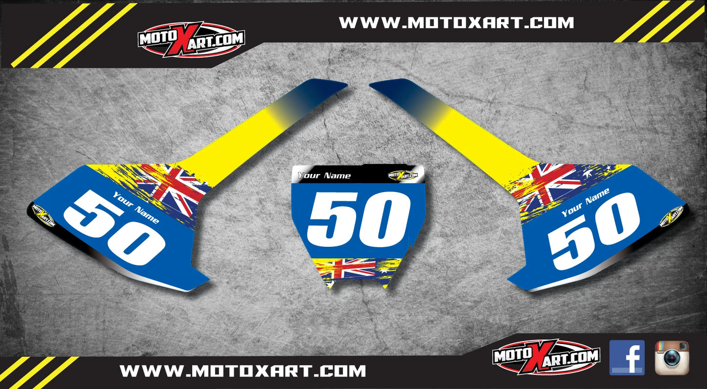 Custom Number Plates & AUSSIE PRIDE STYLE Stickers for Husqvarna TC 50 (2017-2023)