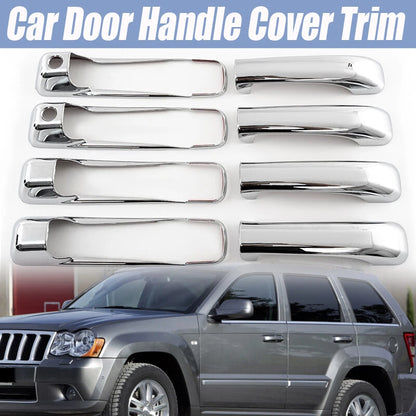 Chrome Door Handle Cover Overlays for Dodge Ram Jeep Grand Cherokee Commander