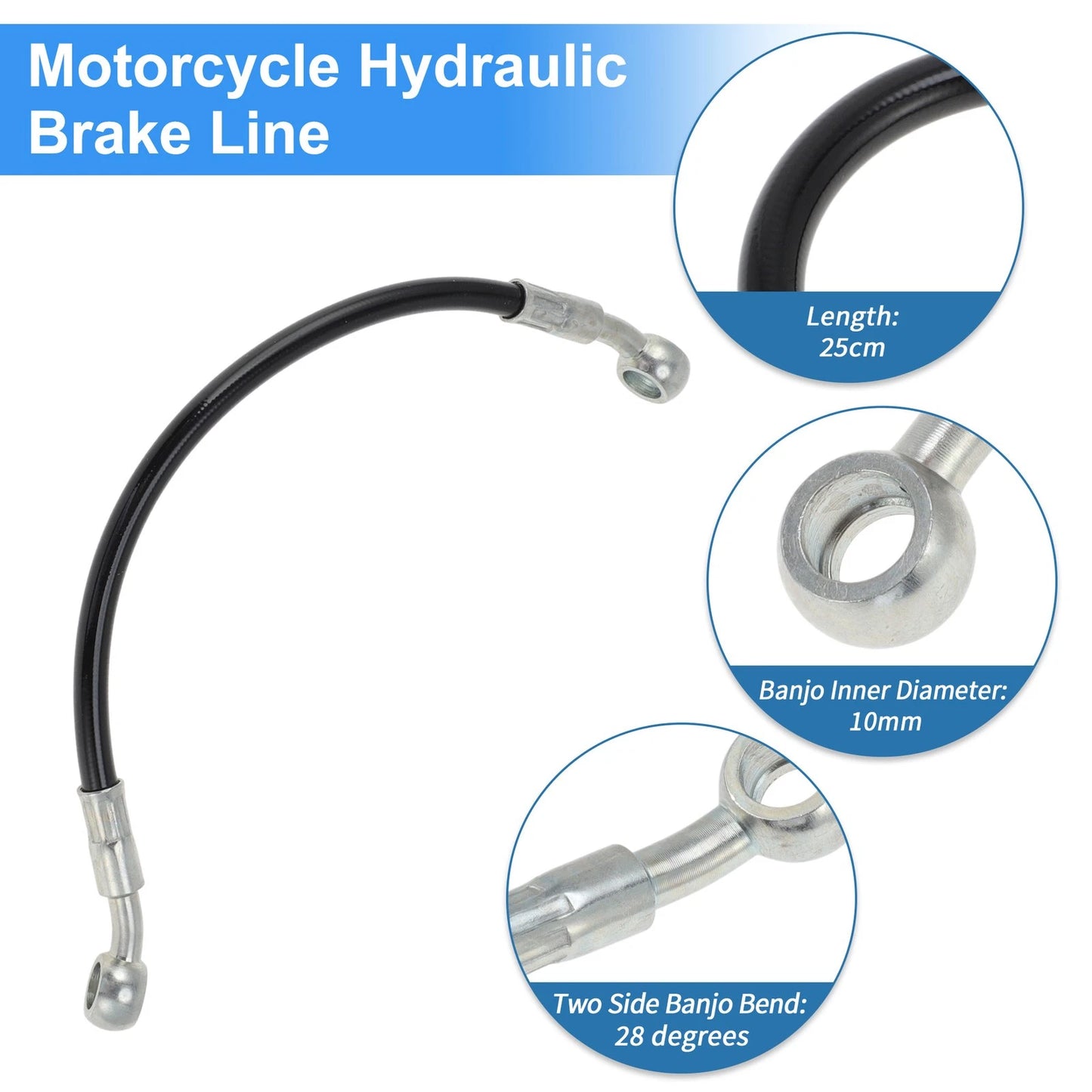 25cm Brake Clutch Oil Hose Line for Motorcycles Dirt Bikes ATVs