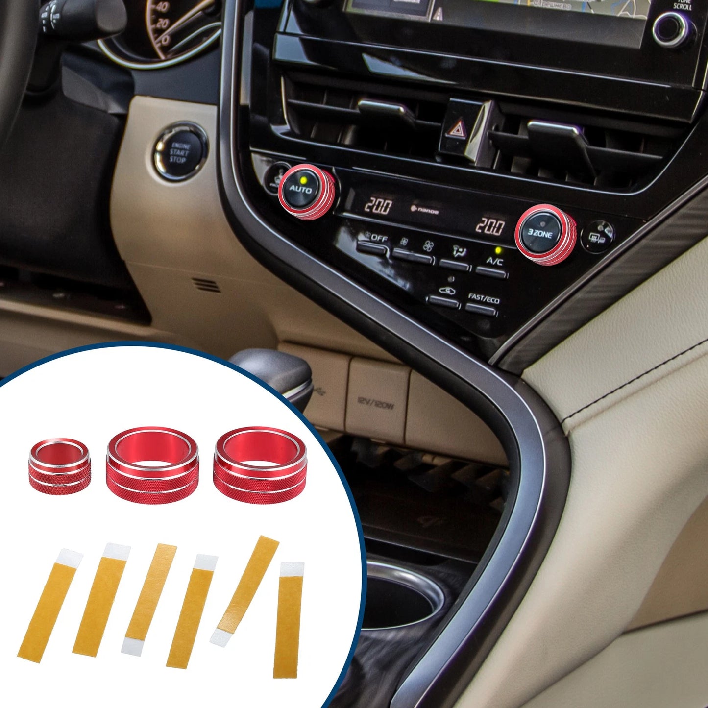 AC and Rear View Mirror Switch Knob Cover for Toyota Camry (2018-2023)