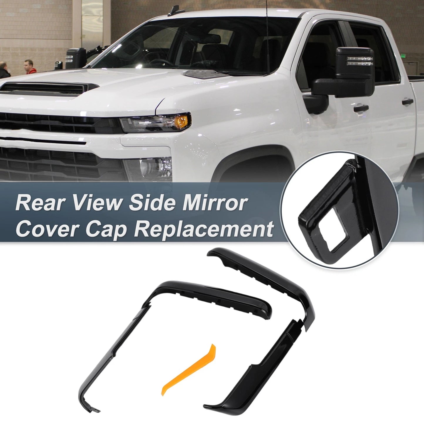Rearview Mirror Cover Cap Gloss Black for Chevrolet Silverado GMC