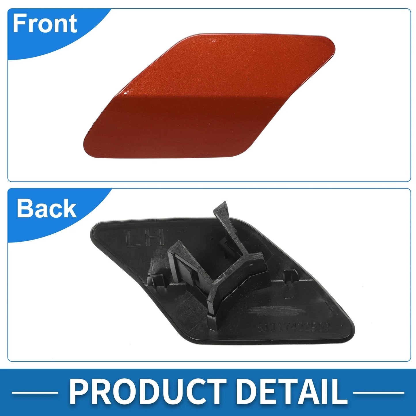Washer Nozzle Cover Cap for BMW X6 (2015-2019) Red 1 Pc