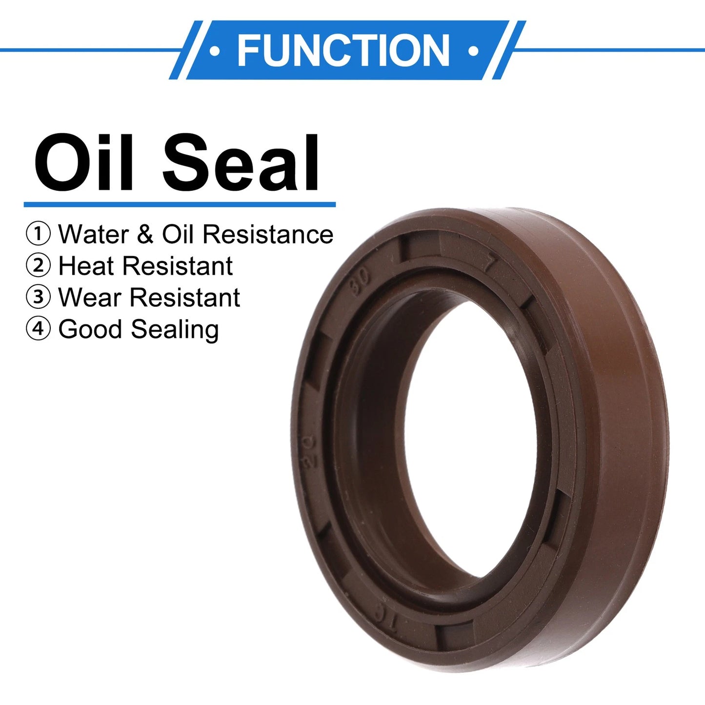 Oil Seal 20x30x7mm Brown 2 x Seal Ring Rotary Shaft Seal FKM Rubber for Vehicle