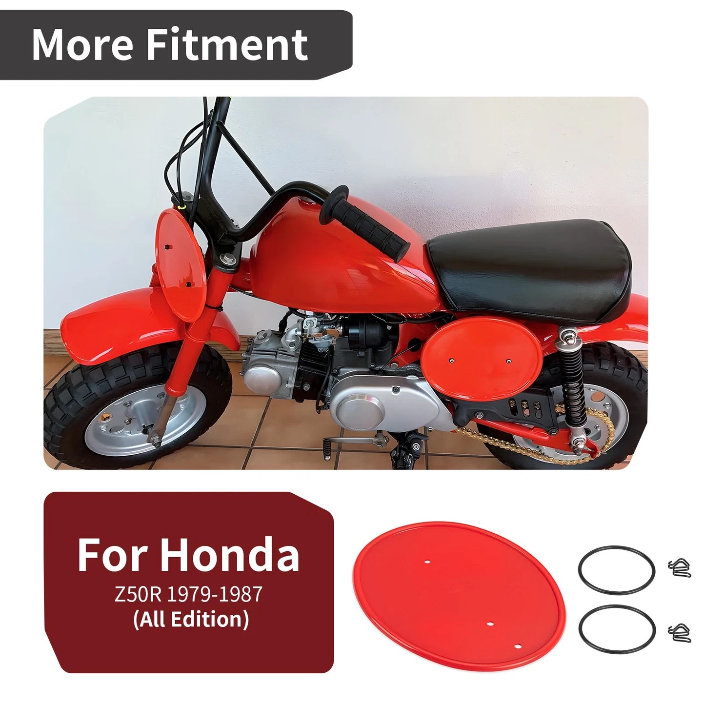 Red Front Number Plate & Clips for Honda Z50R (1979-1987)