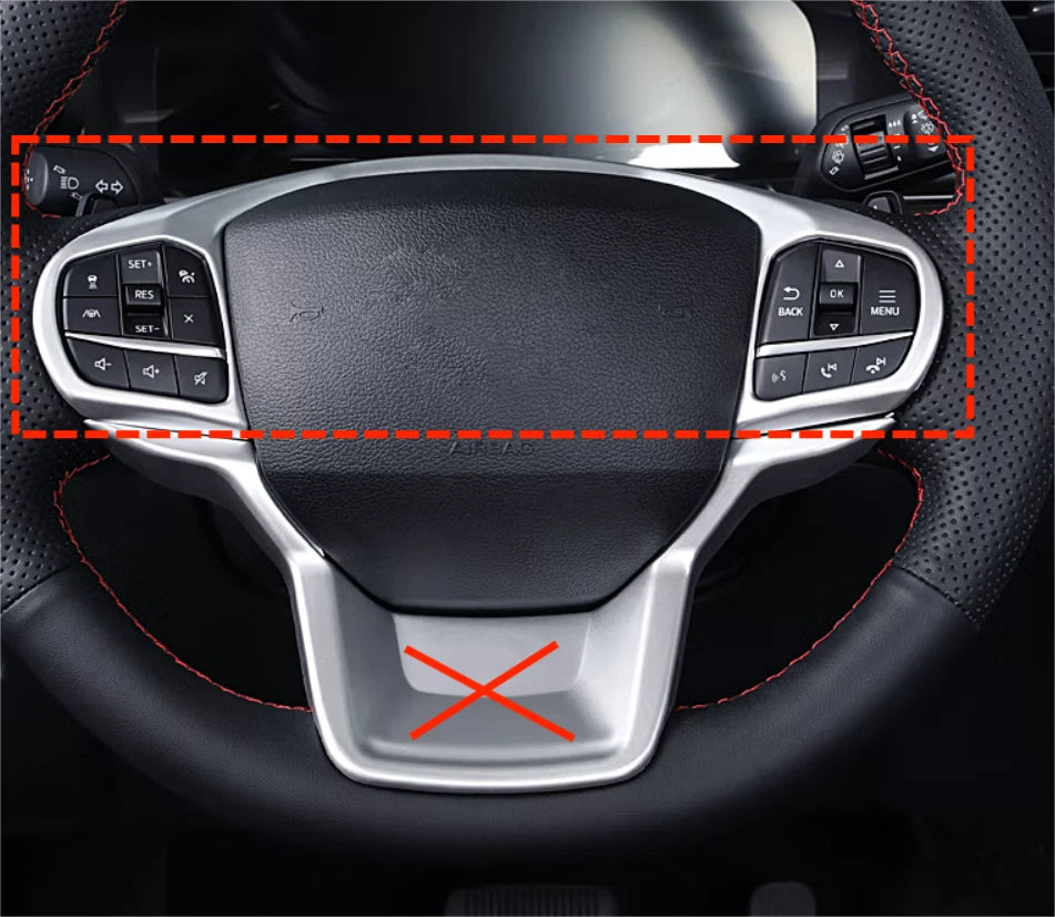 Matte Silver Steering Wheel Frame Cover Trim for Ford Explorer (2020-2023)