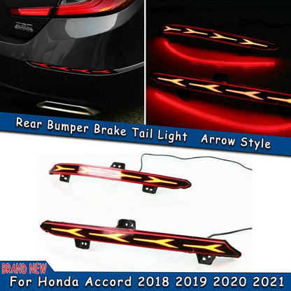 2 x Rear Bumper Brake Tail Lights Red/Amber for Honda Accord (2018-2021)
