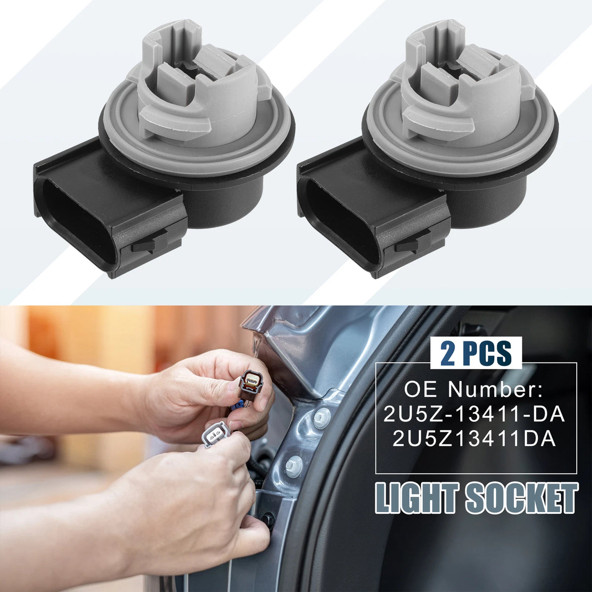 2 x Rear Brake Turn Signal Light Sockets for Ford F-150 (2009-2014)