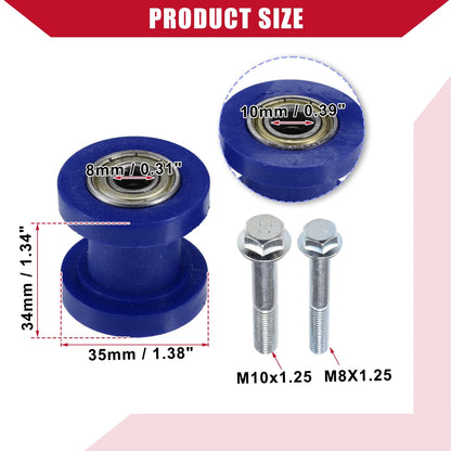8mm 10mm Chain Roller Pulley Tensioners for Mini Bike Motorcycle Blue