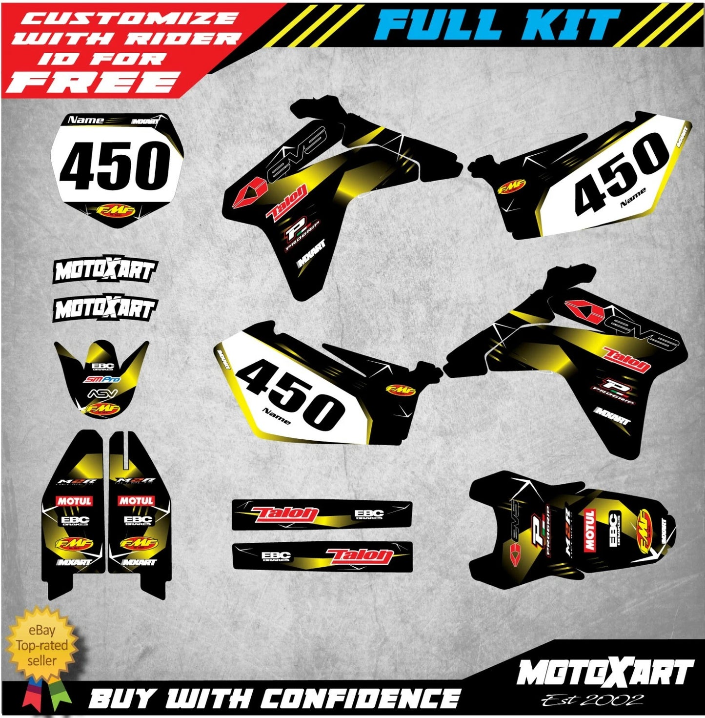 Custom Graphics Full Kit for Suzuki RMZ 450 (2005-2006) BARBED STYLE Stickers