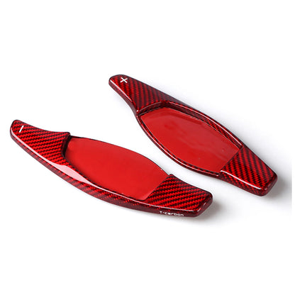 Red Carbon Steering Wheel Shift Paddle Extensions for AUDI R8 RS3 RS4 RS5 (2007-2023)
