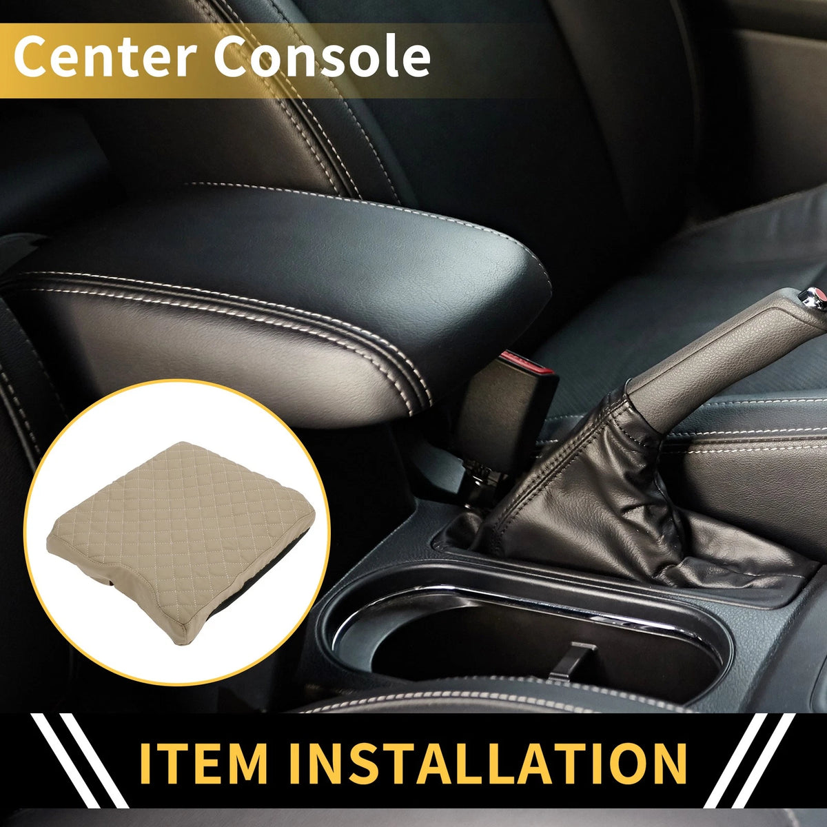 Microfiber Leather Center Console Cover for Ford F-150 (2015-2020) Beige