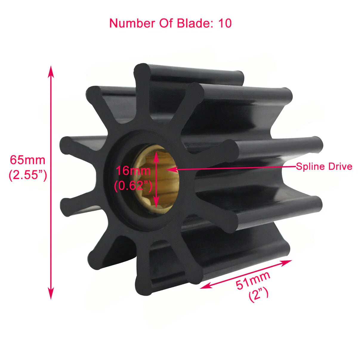 Flexible Raw Water Pump Impeller Replacement for Jabsco 500114