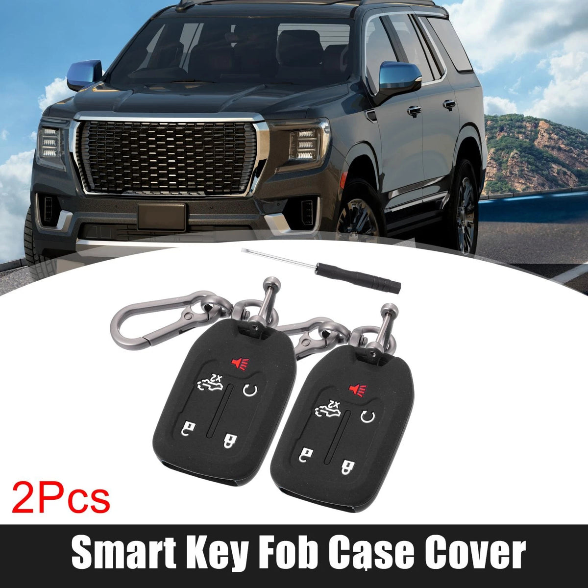 Silicone Smart Key Fob Case Cover for Chevrolet Silverado Black (19 - 22)
