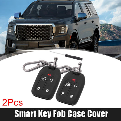 Silicone Smart Key Fob Case Cover for Chevrolet Silverado Black (19 - 22)