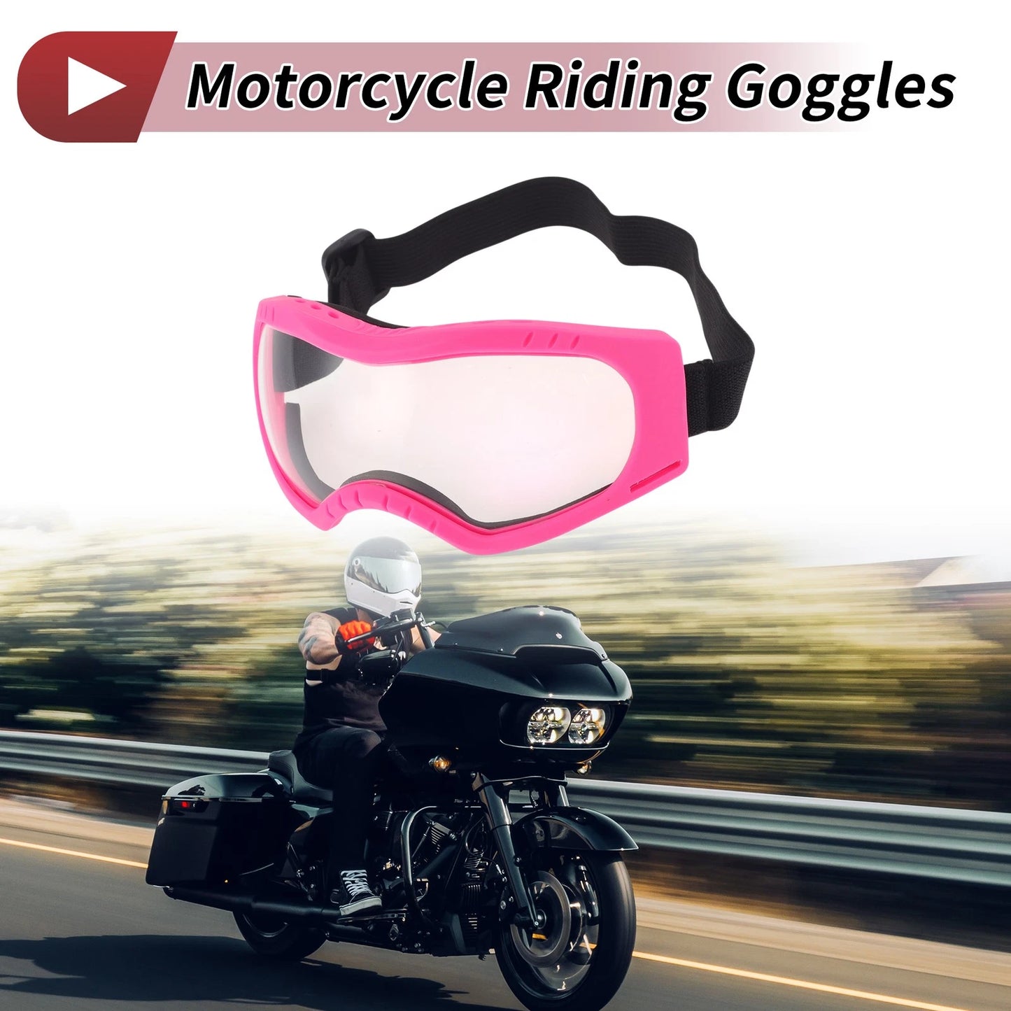 Goggles for Motorcycle Clear Lens Pink Frame Cycling Sunglasses