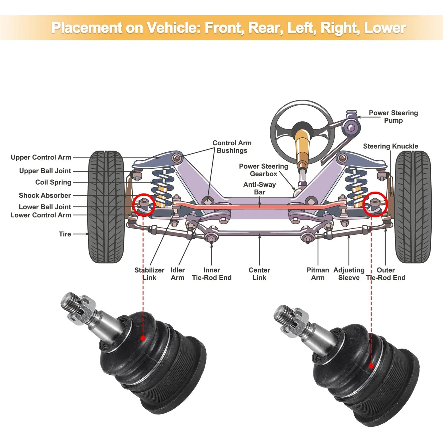 4 x Front Sway Bar Links & Lower Ball Joints for Dodge Grand Caravan