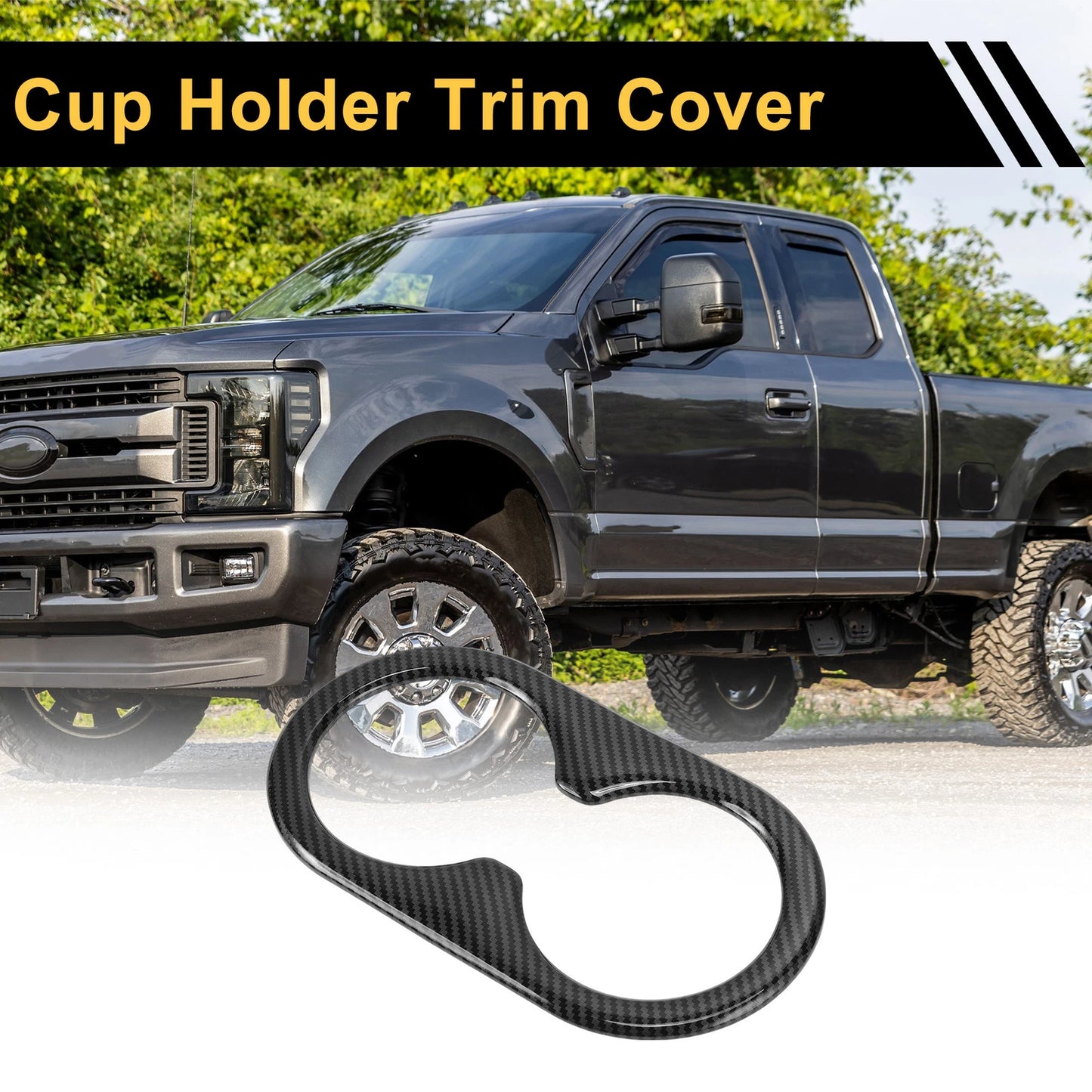 Carbon Fiber Car Cup Holder Trim for Ford F-150 (2021-2024)