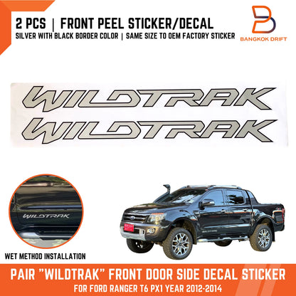 Silver Black Front Door Side Decal Sticker for Ford Ranger T6 (2012-2014)