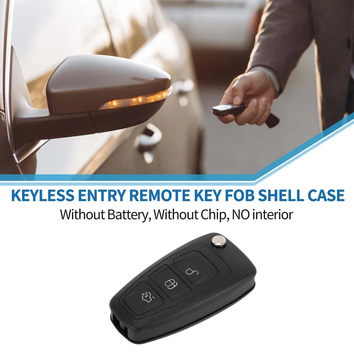 3 x Keyless Entry Remote Key Shell Case for Ford Fiesta Kuga Focus Transit
