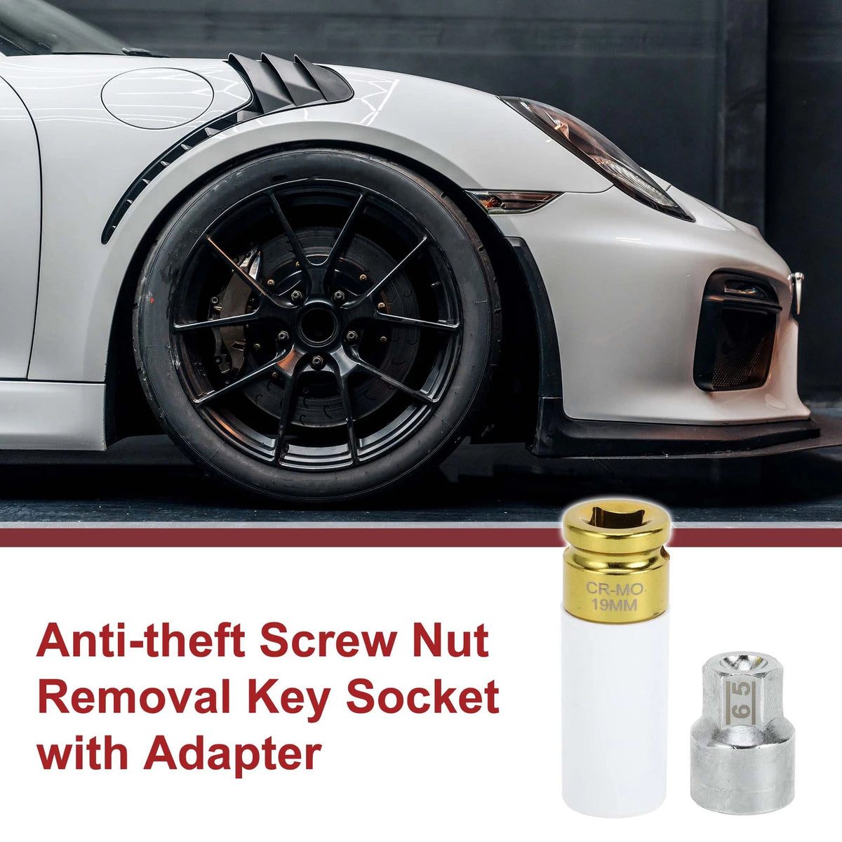 Set of 2 Wheel Lock Lug Nuts with Anti-theft Key for Porsche Cayenne